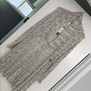 White and black shimmer my knit sweater jacket